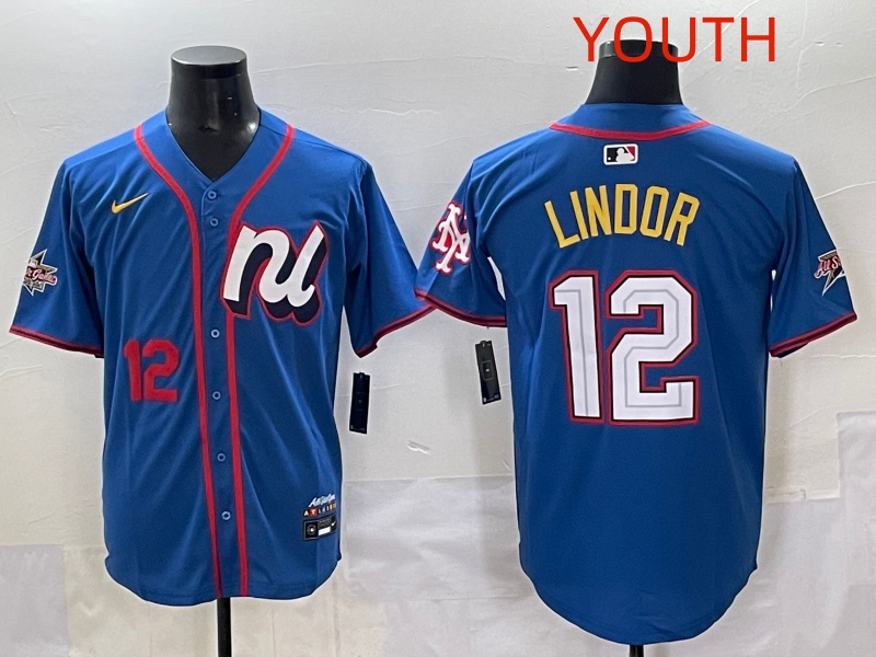 Youth 2025 New York Mets #12 Lindor Blue Nike 2025 MLB All Star Jersey style 008